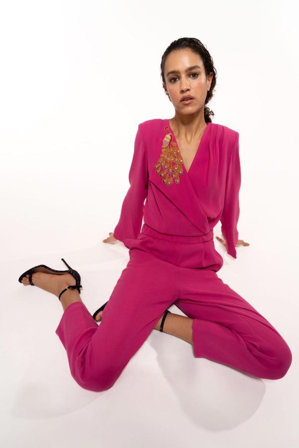 Sophia Fuchsia Elegant Jumpsuit