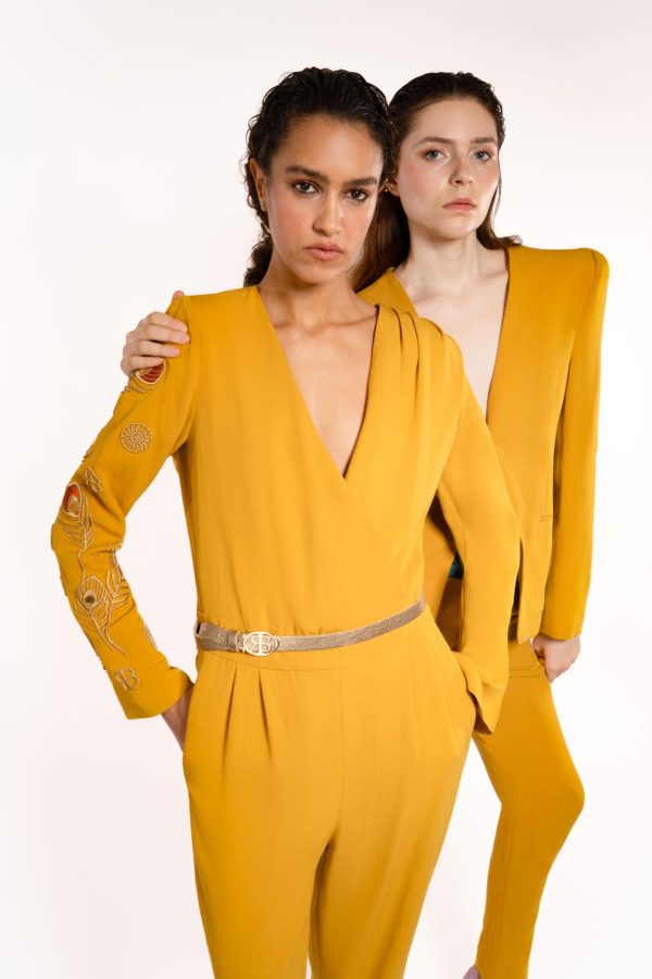 Sophia Mustard Elegant Jumpsuit