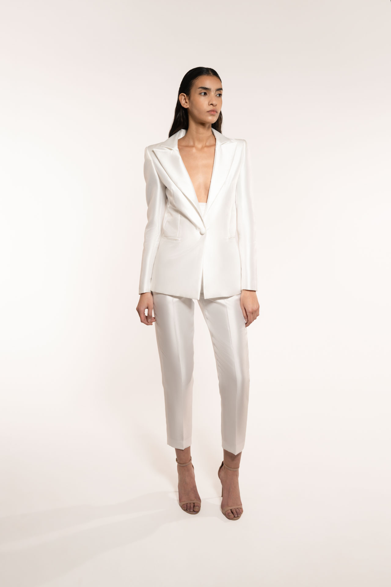 Narrow Ankle Trousers With Removable Draped Belt