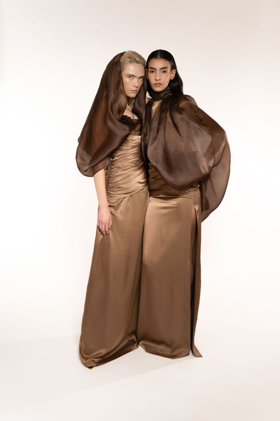 Long Skirt With Split And Draped Waistband
