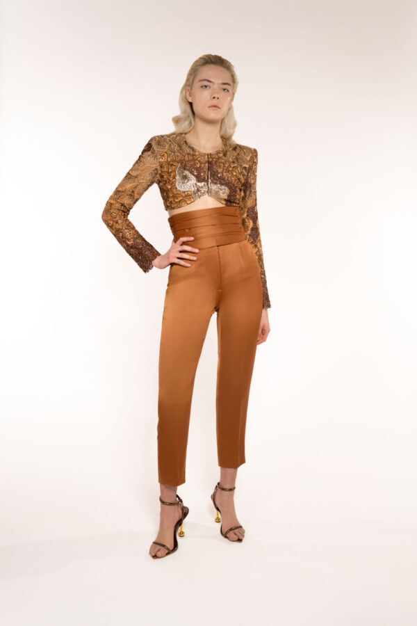 Narrow Ankle Trousers With Removable Draped Belt