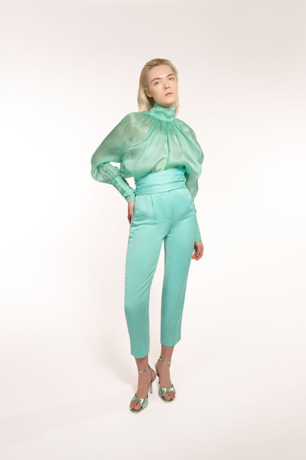 Narrow Ankle Trousers With Removable Draped Belt