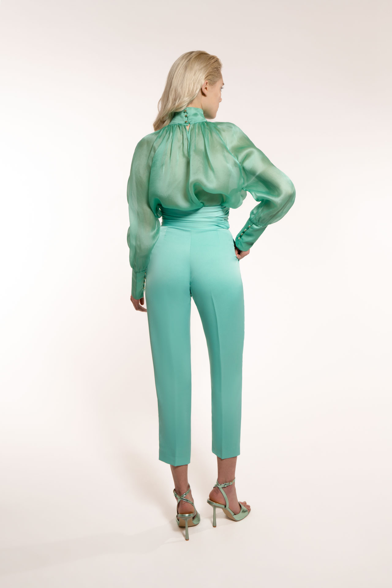Narrow Ankle Trousers With Removable Draped Belt