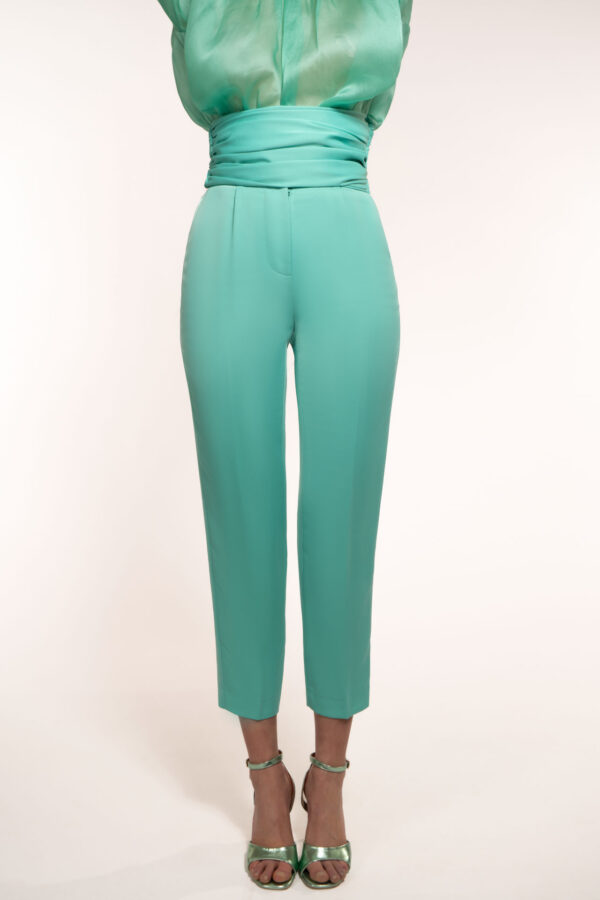 Narrow Ankle Trousers With Removable Draped Belt
