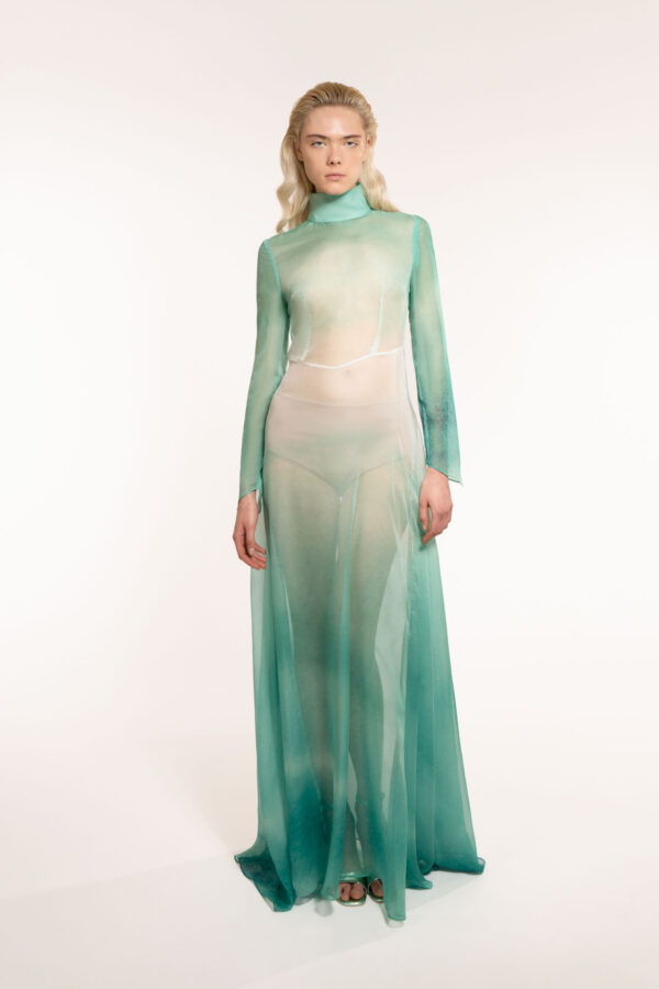 Long Watercolor Painted Dress