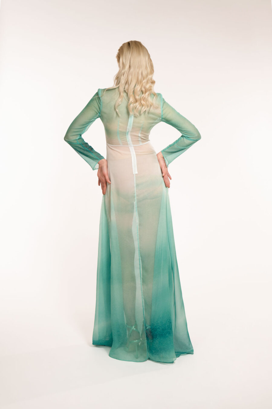 Long Watercolor Painted Dress