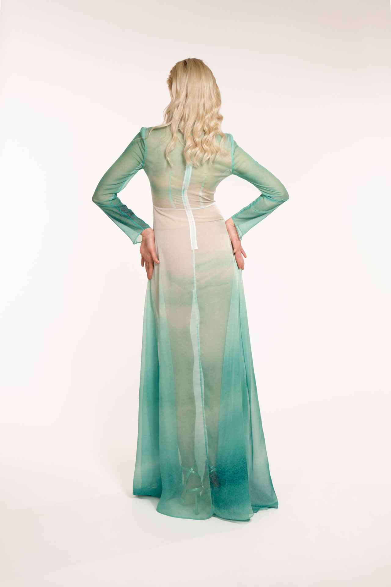 Long Watercolor Painted Dress
