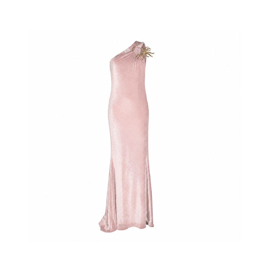 Long Velvet Dress with Sun Jewel