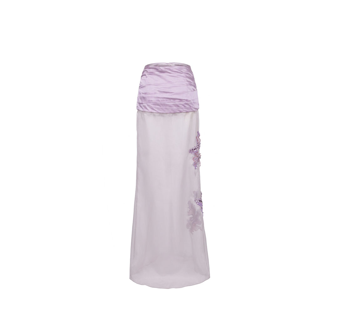 Embroidery Skirt with Front Slit