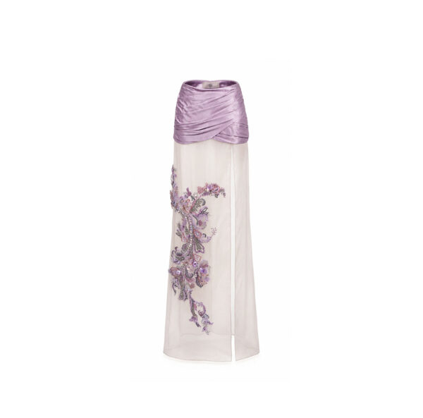 Embroidery Skirt with Front Slit