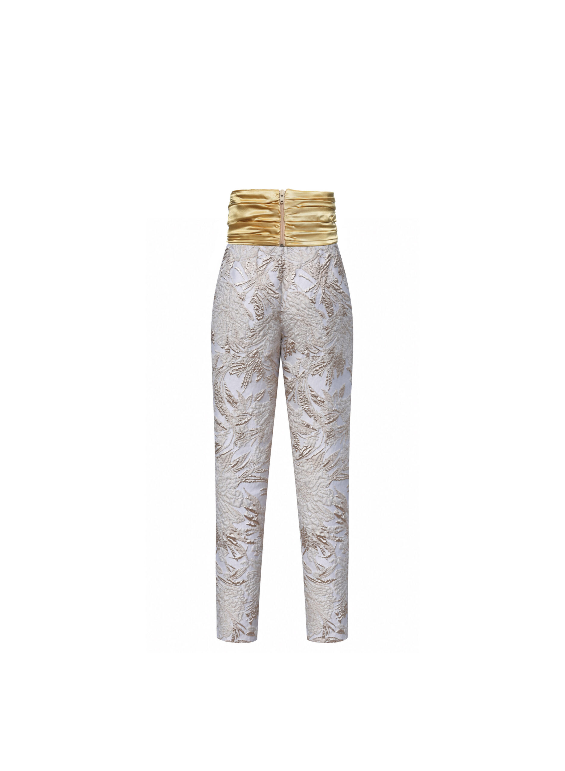 Pants with Draped Belt in Satin Cadi