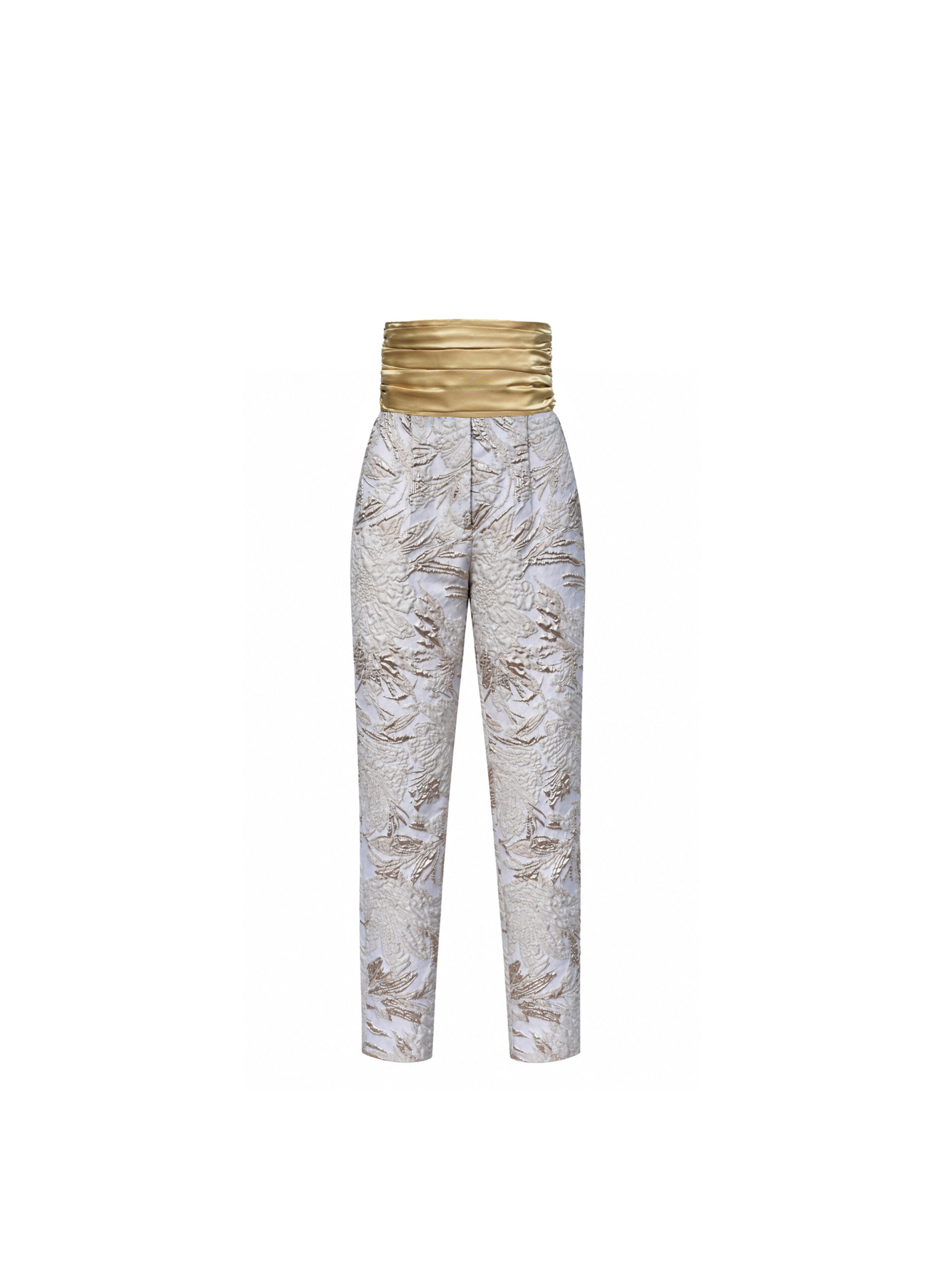 Pants with Draped Belt in Satin Cadi