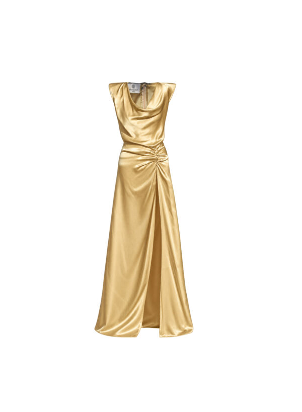Long Dress with Split and Removable Handmade Embroidered Sleeve